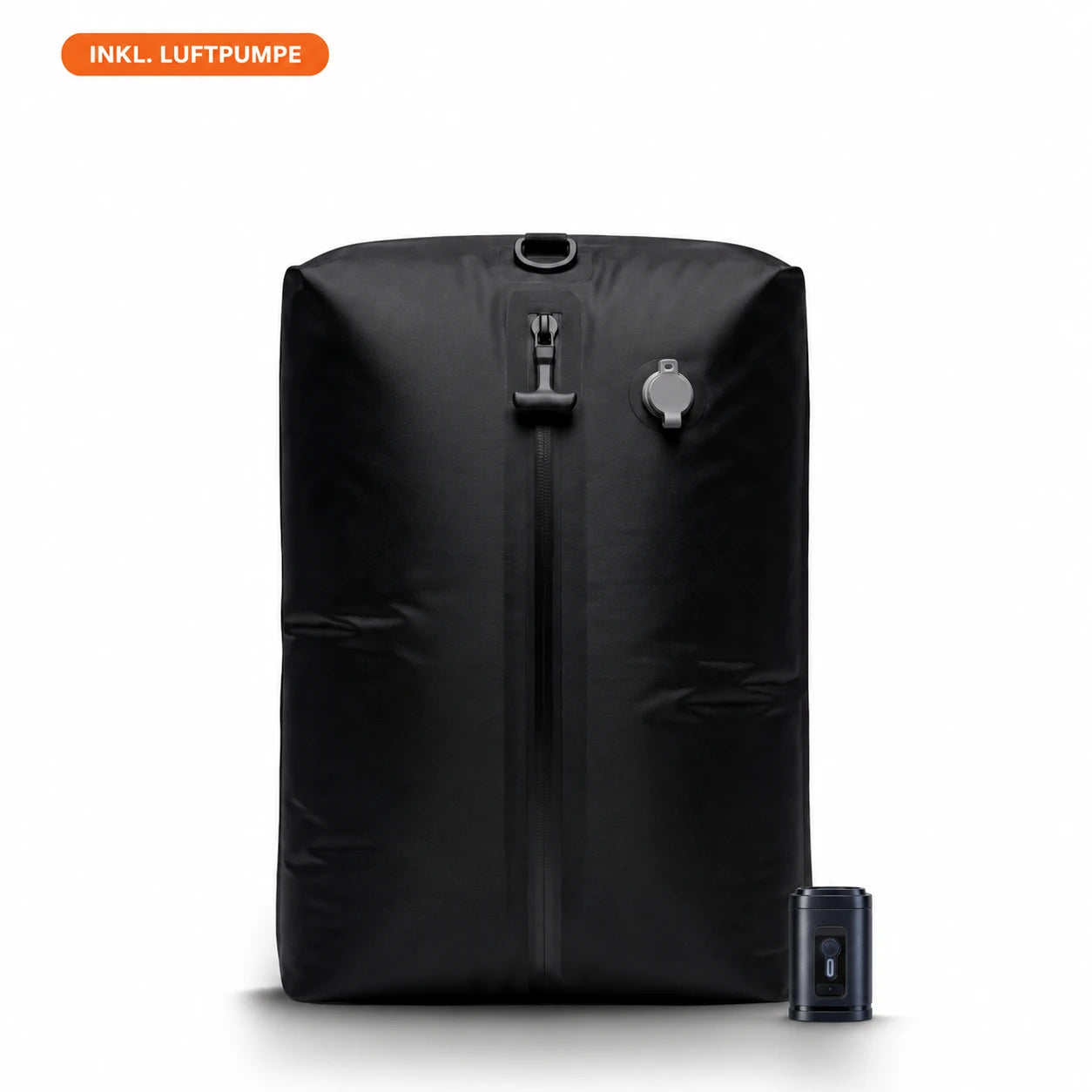 Unbedruckte schwarze PACKMORE Kompressionsbag mit VacuGo Luftpumpe