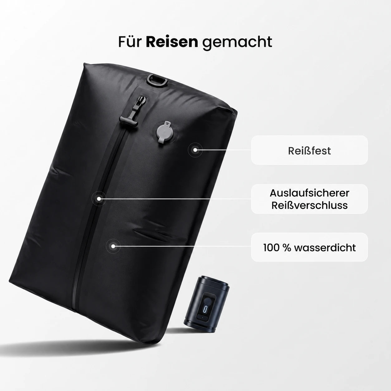 Reißfeste wasserdichte PACKMORE Bag mit VacuGo Pumpe